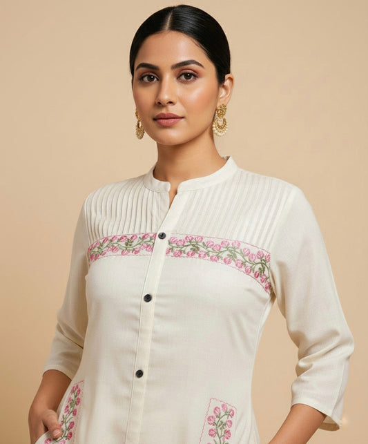Amayra Cotton Flex White kurta Set