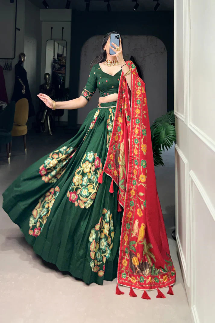 TUSSAR SILK LEHENGA CHOLI WITH DUPATAPFAB164)