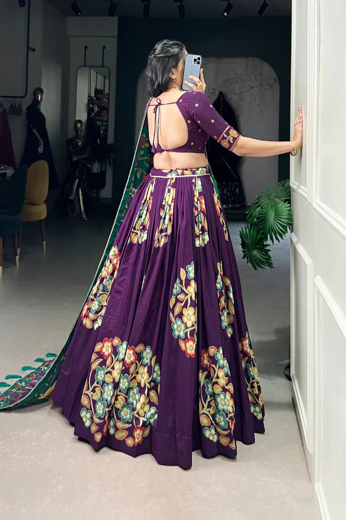 TUSSAR SILK LEHENGA CHOLI WITH DUPATAPFAB164) (03)
