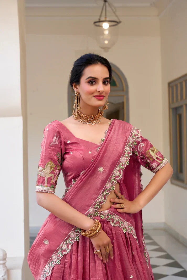 GOLD CRUSH EMBROIDERED LEHENGA CHOLI WITH DUPATTAPFAB196) (02)