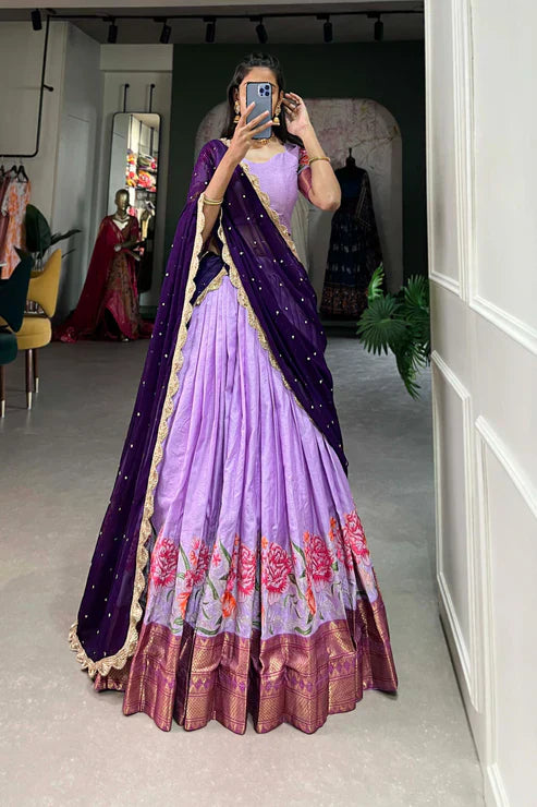 COTTON SILK THEREAD EMBROIDERED LEHENGA CHOLI WITH DUPATTAPFAB1105) (03)