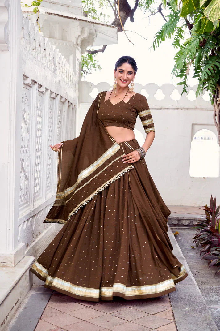 NAVRATRI SPECIAL PURE CHANDERI ZARI WEAVING LEHENGA CHOLI WITH DUPATTAPFAB1191) (01)