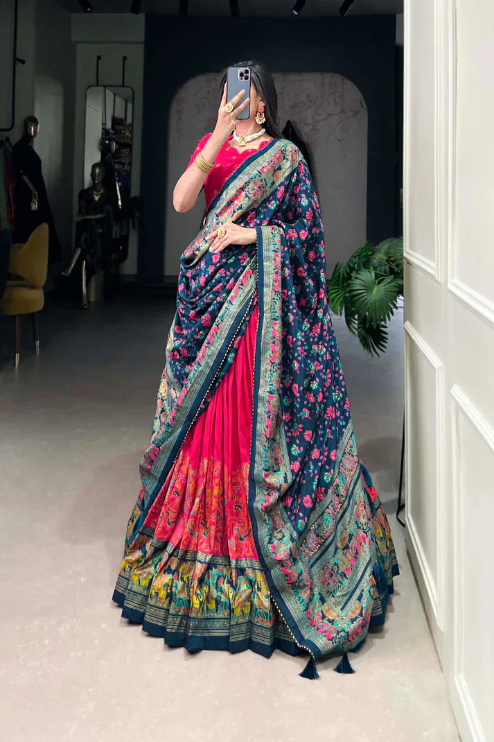 FESTIVAL SPECIAL TUSSAR SILK LEHENGA CHOLI WITH DUPATTAPFAB188) (02)