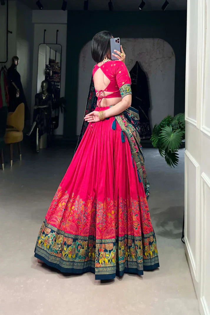 FESTIVAL SPECIAL TUSSAR SILK LEHENGA CHOLI WITH DUPATTAPFAB188) (02)