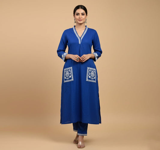 Amayra Cotton Flex Blue kurta Set