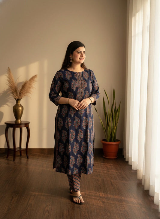 Ajrakh print kurta set with pants