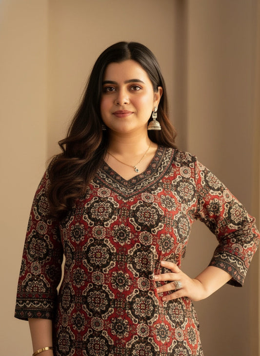 Ajrakh print kurta set with pants