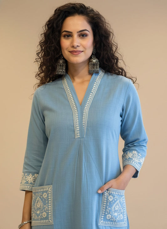 Amayra Cotton Flex Blue kurta Set