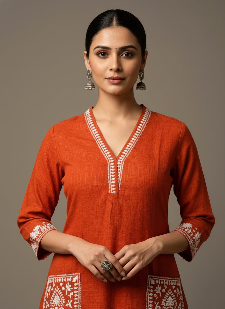 Amayra Cotton Flex Orange kurta Set
