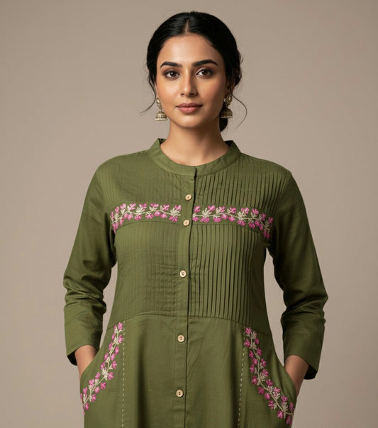Amayra Cotton Flex Green kurta Set