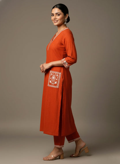 Amayra Cotton Flex Orange kurta Set