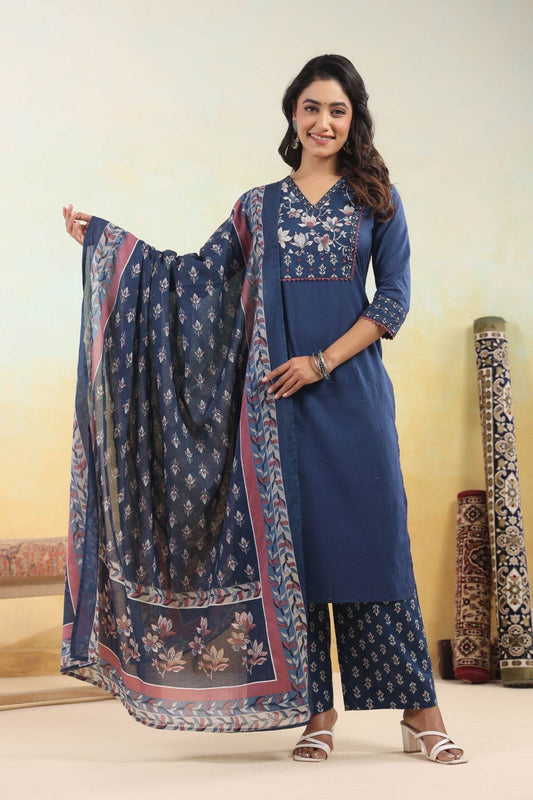 Ajrakh Printed Cotton Suit For Women