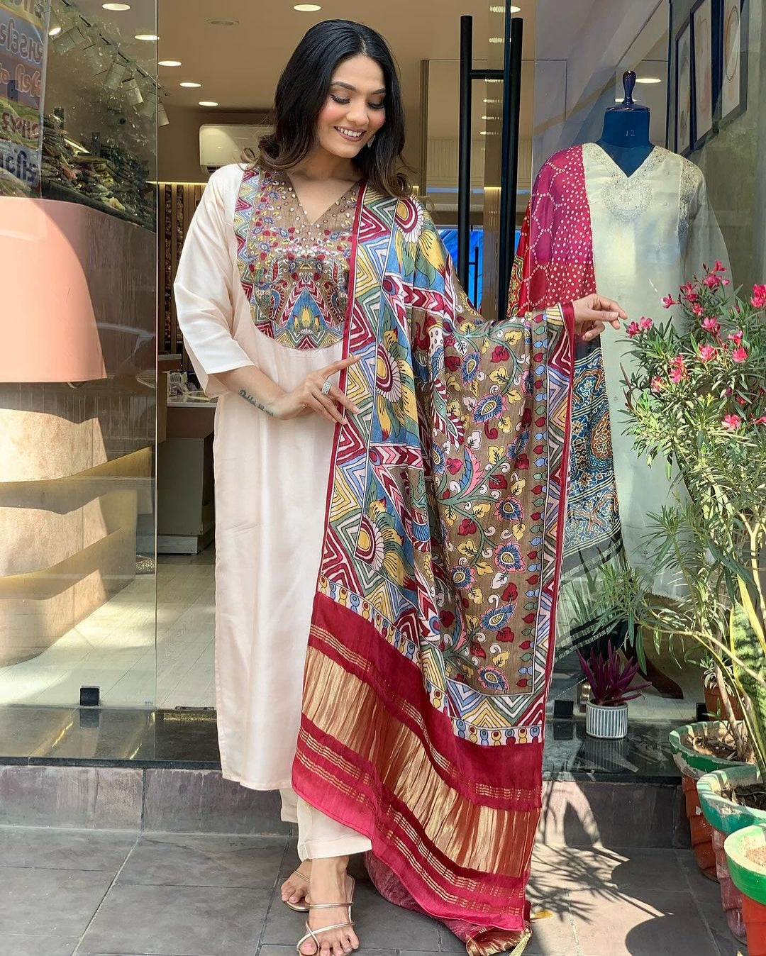 LAUNCHING EXTREMELY ELEGANT PREMIUM SILK SUIT SET WHICH IS BEAUTIFULLY DECORATED WITH ATTRACTIVE HANDWORK(PFAB121)