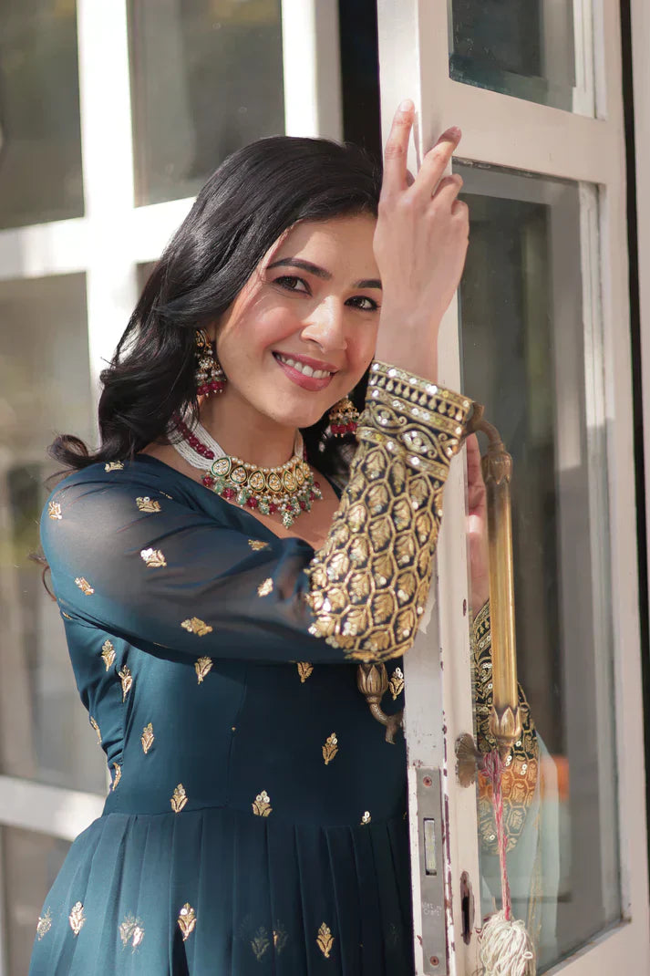 WEDDING SPECIAL BLOOMING EMBROIDERED GOWN WITH DUPATTAPFAB111)