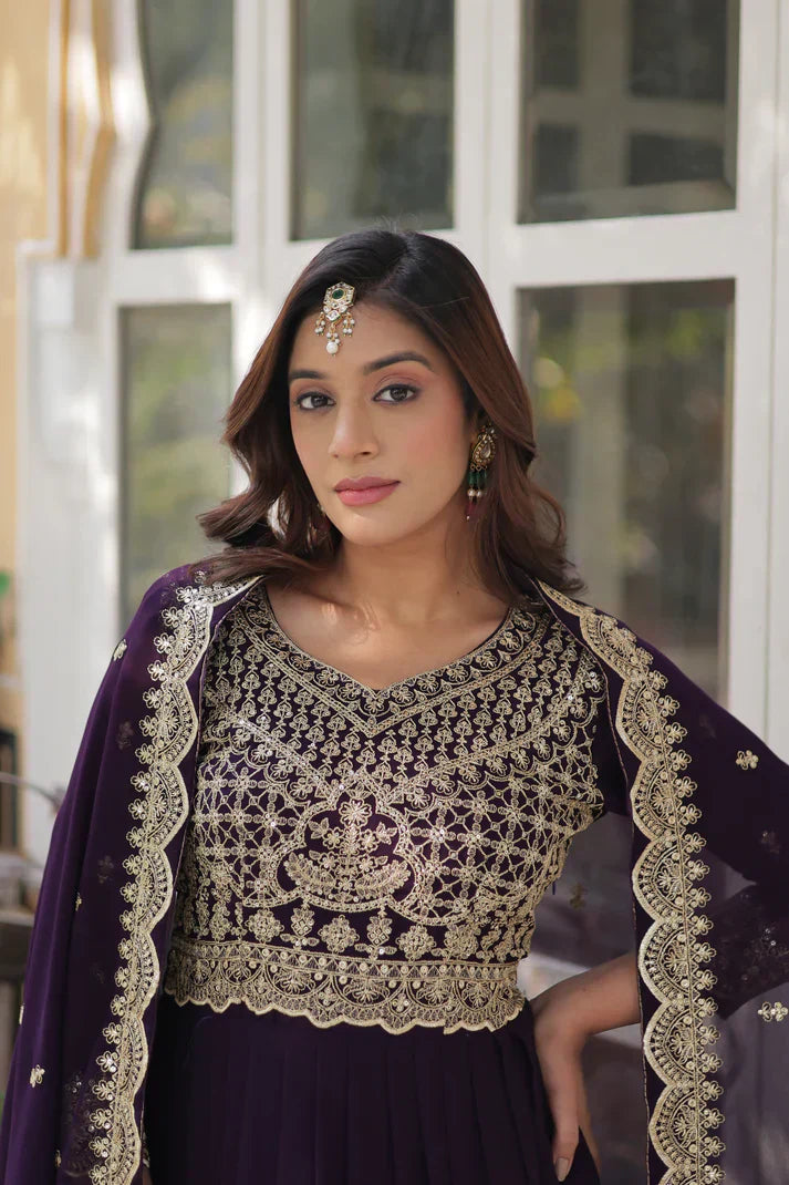 WEDDING SPECIAL BLOOMING EMBROIDERED GOWN WITH DUPATTAPFAB1125)