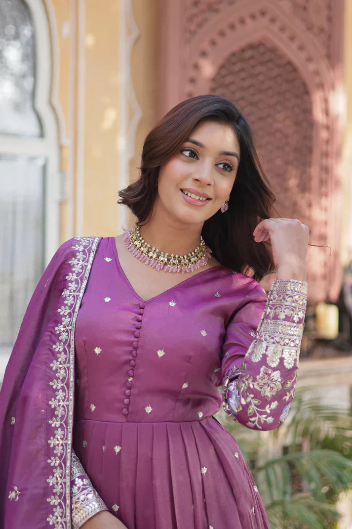 VISCOS COSMOS SEQUINS EMBROIDERED GOWN WITH DUPATTAPFAB171)