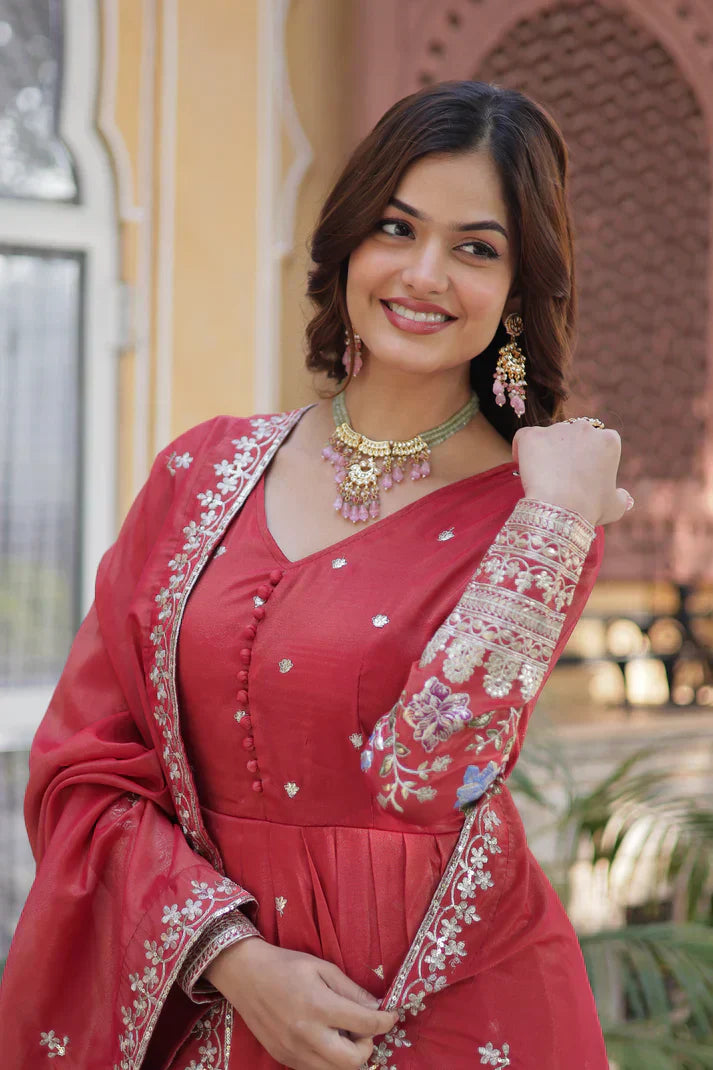 VISCOS COSMOS SEQUINS EMBROIDERED GOWN WITH DUPATTAPFAB172)