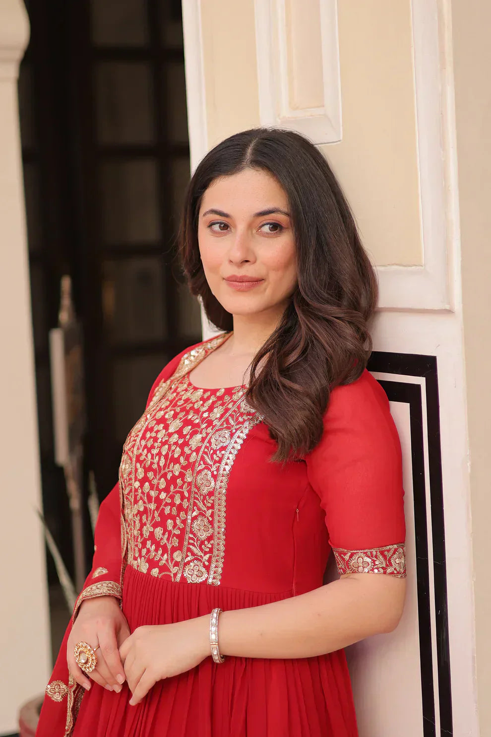 FESTIVE SPECIAL FAUX BLOOMING EMBROIDERED GOWN WITH DUPATTAPFAB1