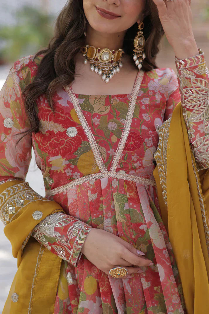 RUSSIAN SILK EMBROIDERED GOWN WITH DUPATTAPFAB192)