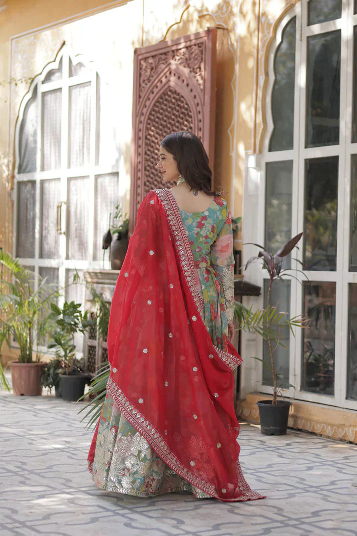 RUSSIAN SILK EMBROIDERED GOWN WITH DUPATTAPFAB192) (01)