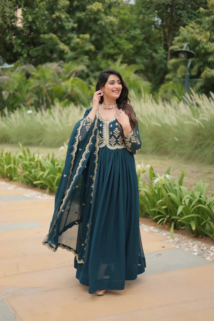 FESTIVAL SPECIAL FAUX BLOOMING SEQUINS EMBROIDERED GOWN WITH DUPATTA PFAB121)