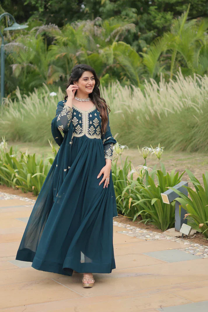 FESTIVAL SPECIAL FAUX BLOOMING SEQUINS EMBROIDERED GOWN WITH DUPATTA PFAB121)