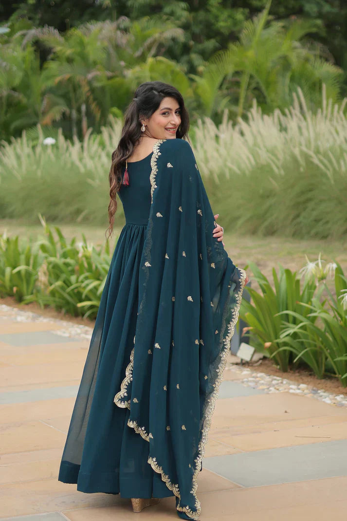 FESTIVAL SPECIAL FAUX BLOOMING SEQUINS EMBROIDERED GOWN WITH DUPATTA PFAB121)