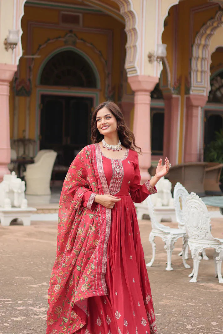 FESTIVAL SPECIAL SEQUINS EMBROIDERES GOWN WITH DUPATTAPFAB122) (03)