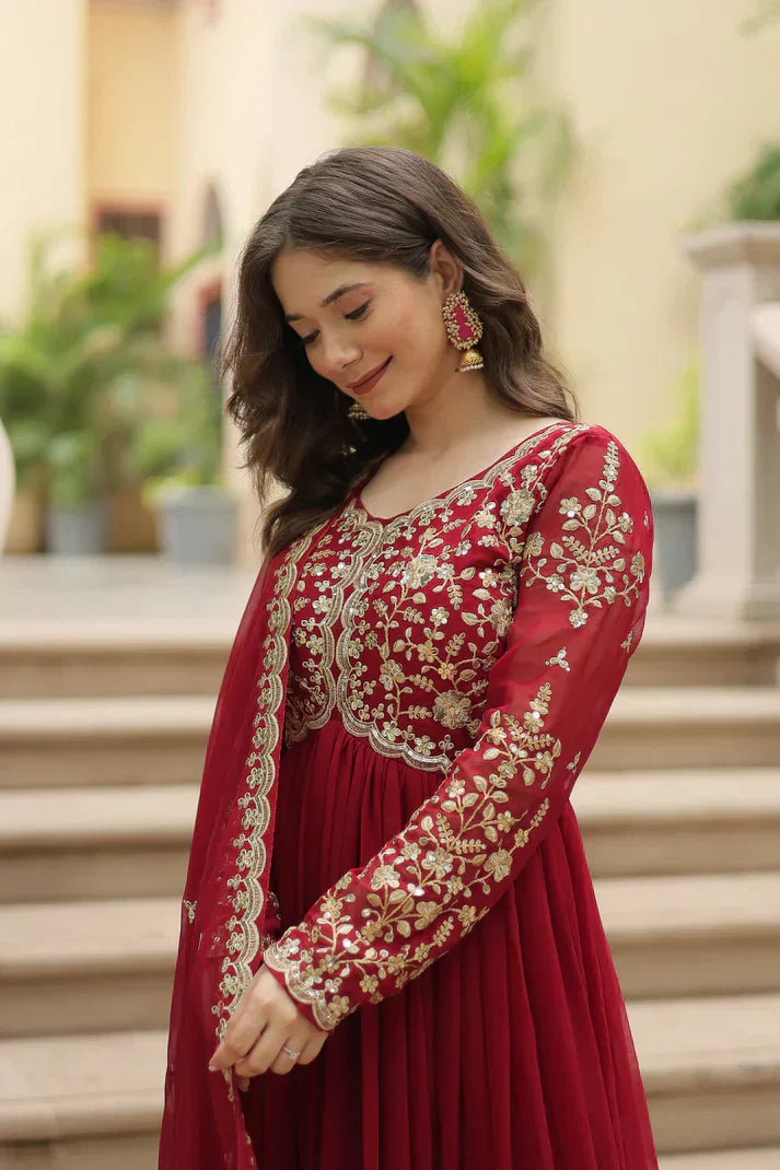 FESTIVAL SPECIAL SEQUINS EMBROIDERES GOWN WITH DUPATTAPFAB113)