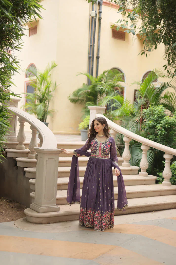 WEDDING SPECIAL FAUX GEORGETTE EMBROIDERED SHARARA WITH DUPATTAPFAB1126)(02)