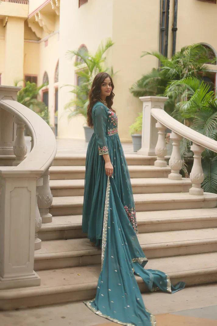 WEDDING SPECIAL FAUX GEORGETTE EMBROIDERED SHARARA WITH DUPATTAPFAB1126)