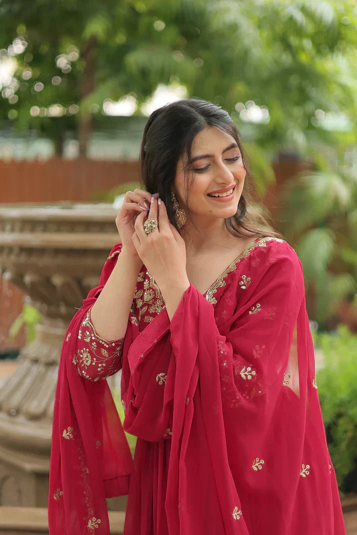 WEDDING SPECIAL SEQUINS EMBROIDERED GOWN WITH DUPATTAPFAB123)