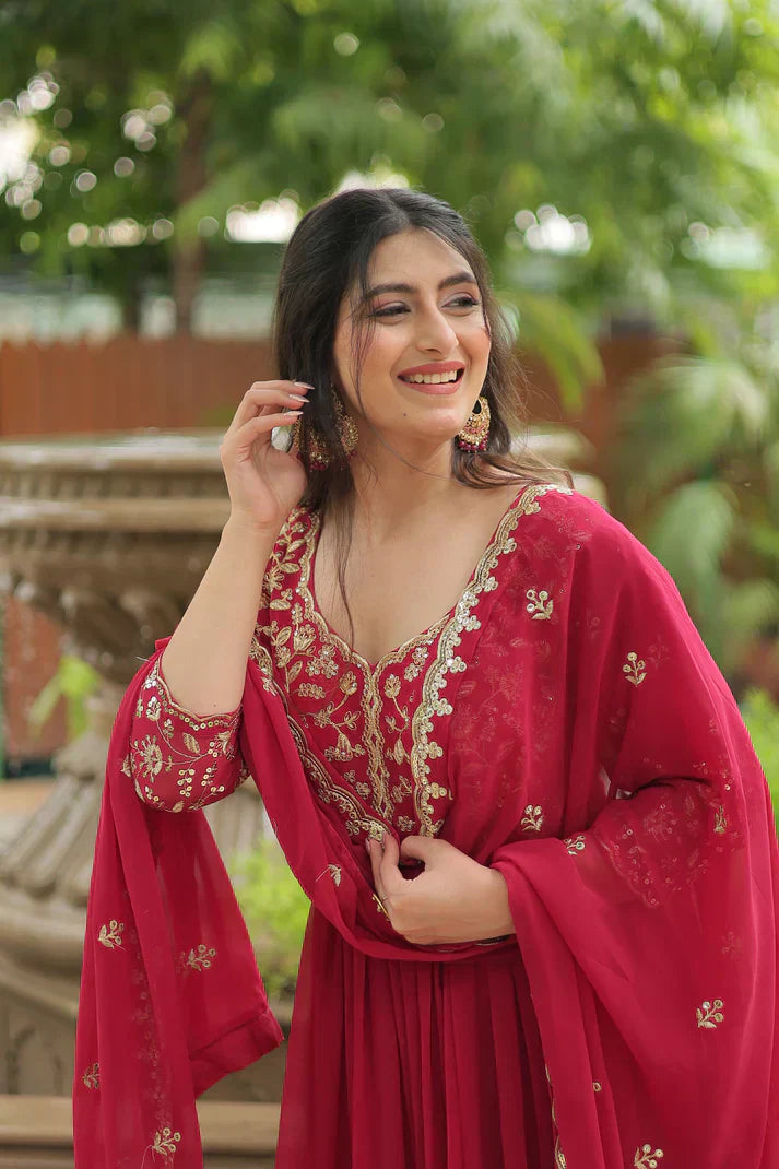 WEDDING SPECIAL SEQUINS EMBROIDERED GOWN WITH DUPATTAPFAB123)