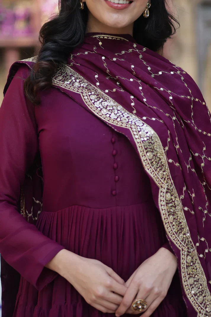 WEDDING SPECOAL STAR GEORGETTE GOWN WITH DUPATTAPFAB154) (03)