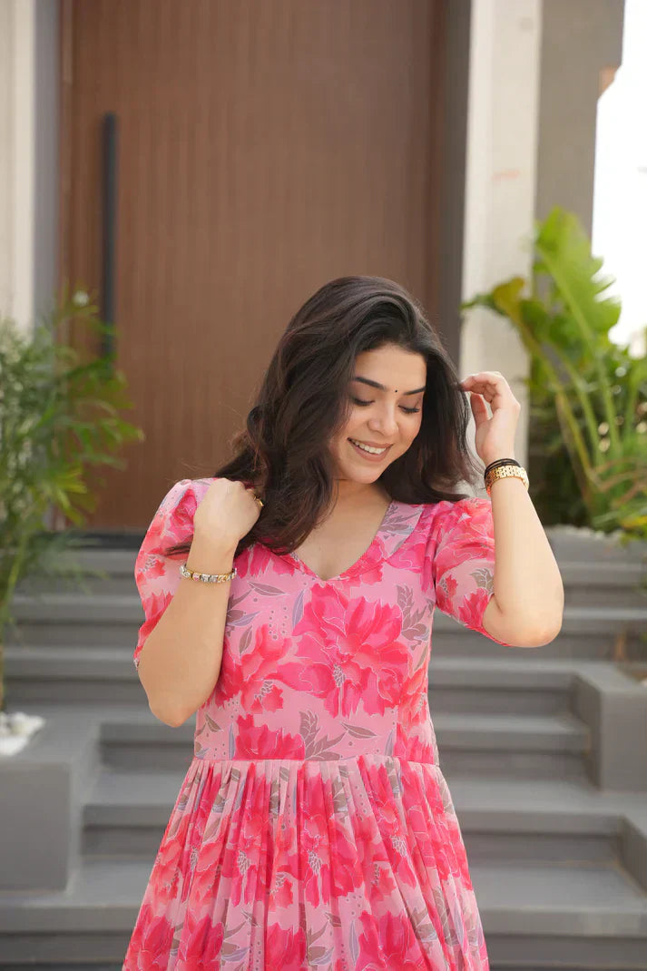 SUMMER SPECIAL GEORGETTE PRINTED GOWNPFAB193)