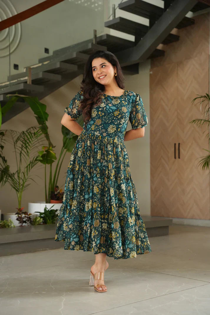 FAUX GEORGETTE PRINTED GOWN FOR SUMMERPFAB179)