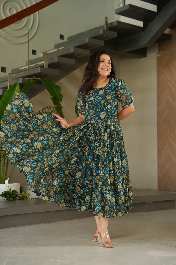 FAUX GEORGETTE PRINTED GOWN FOR SUMMERPFAB179)