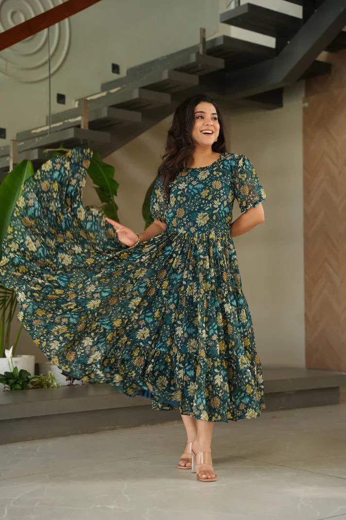 FAUX GEORGETTE PRINTED GOWN FOR SUMMERPFAB179)