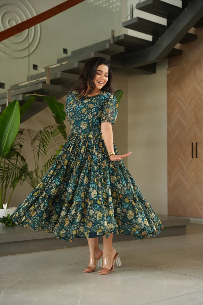 FAUX GEORGETTE PRINTED GOWN FOR SUMMERPFAB179)