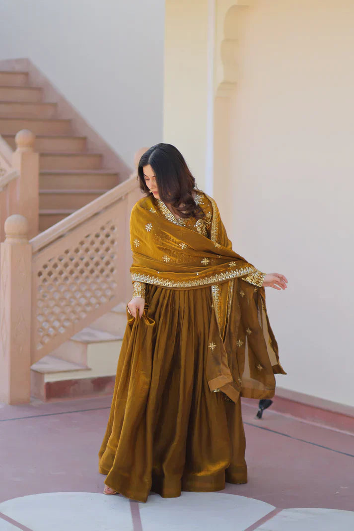 FENDY ZARI WITH SEQUINS EMBROIDERED GOWN WITH DUPATTAPFAB162)