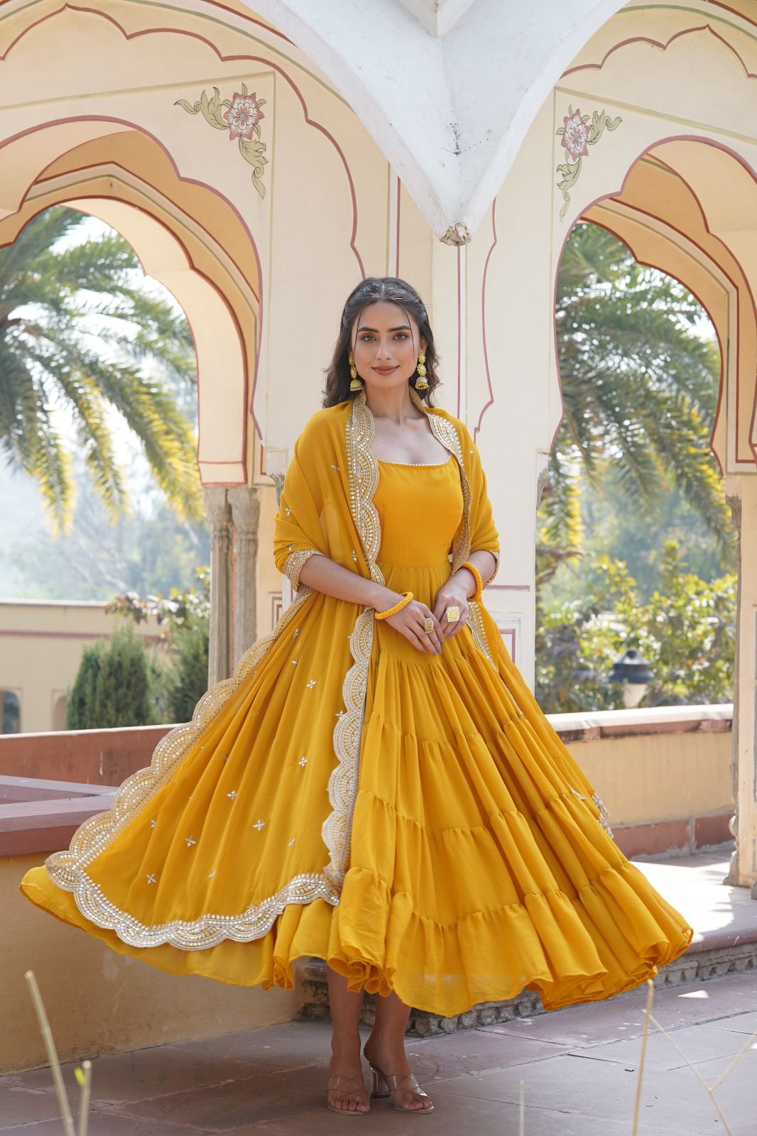 Tilton Desirable Women's Gowns. Made With Faux Georgette Fabrics and Designer Embroidered Dupatta