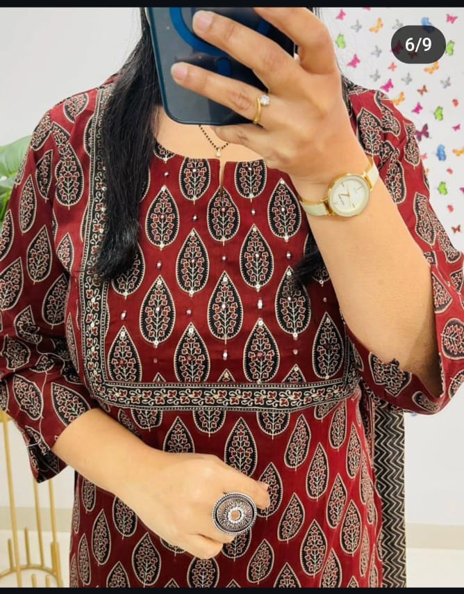 Premium fine cotton with handcrafted work on yoke paired with fine cotton dupatta with pant*....