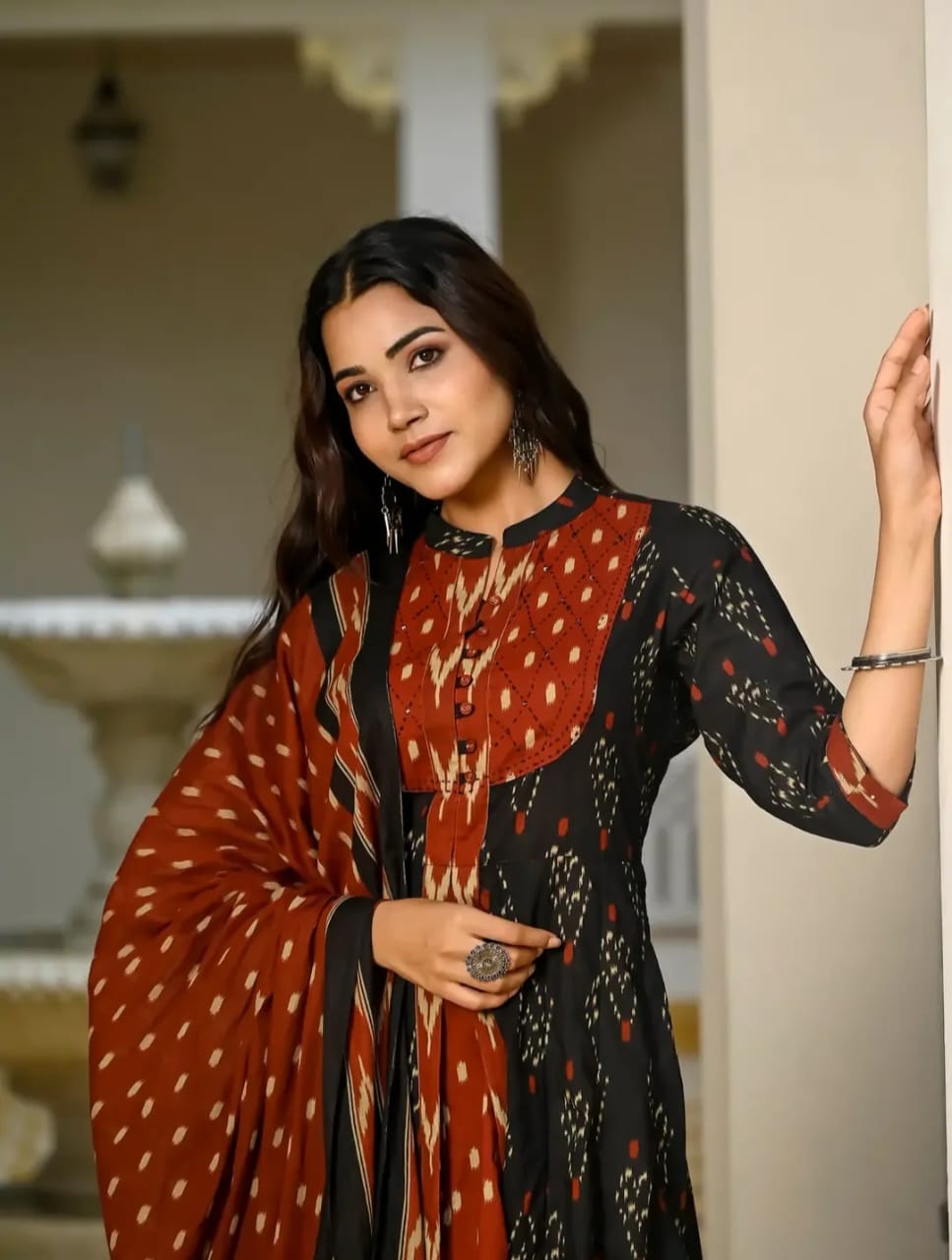 ♥️♥️“ NEW FULL COTTON PRINT HEVY HAND WORK ANARKALI KURTI ;PANT MALMAL DUPATTA ARRIVAL 😍💖