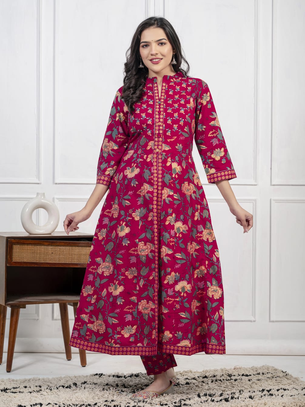 New Cotton Festival Collection In Pure Cotton With Hand And Adda mirror Work kurti And pant Dupatta Set (PFAB1407)