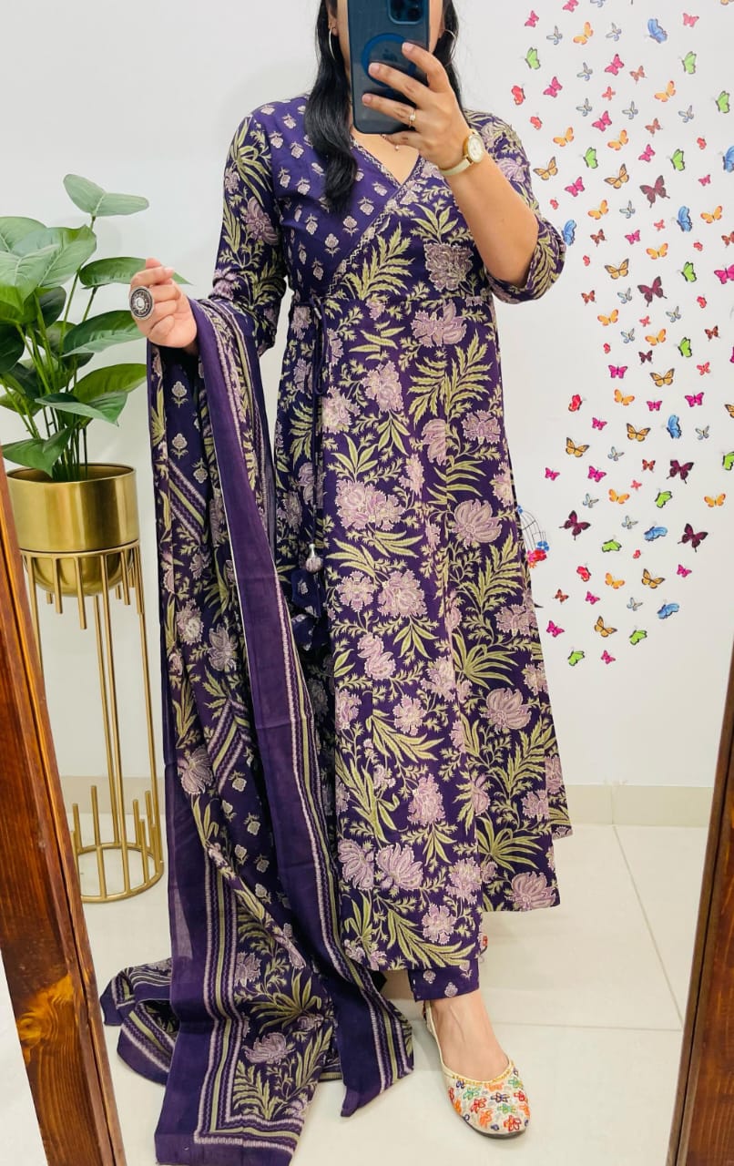 New Anarkali kurta set with Angrakha style (PFAB1453)