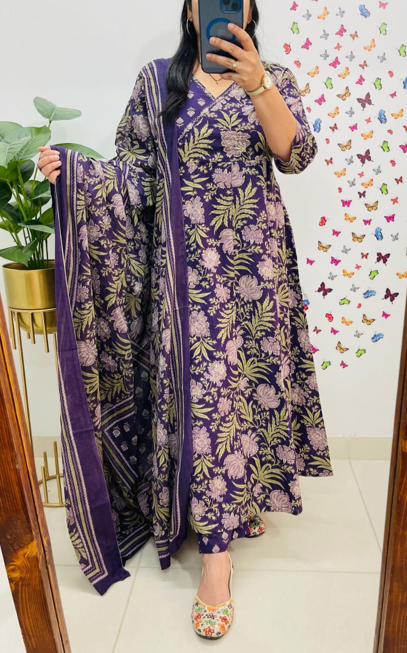 New Anarkali kurta set with Angrakha style (PFAB1453)