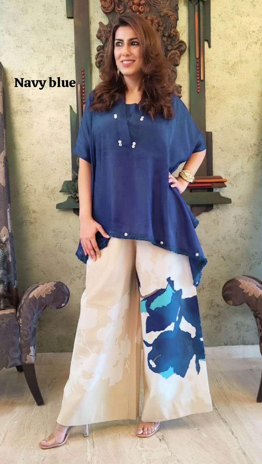 Launching Beautiful Heavy quality Chinon Fabric designer wear Baggy Style Khaftan with Crape Lining Full flowing pattern with Buttons full  lace work on the side Edges (PFAB1177)