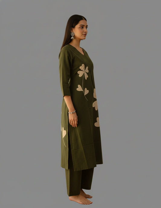 Amayra Cotton green kurta Set