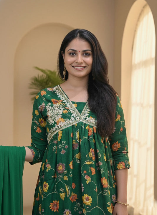 Alia Cut Chinon Suit Set